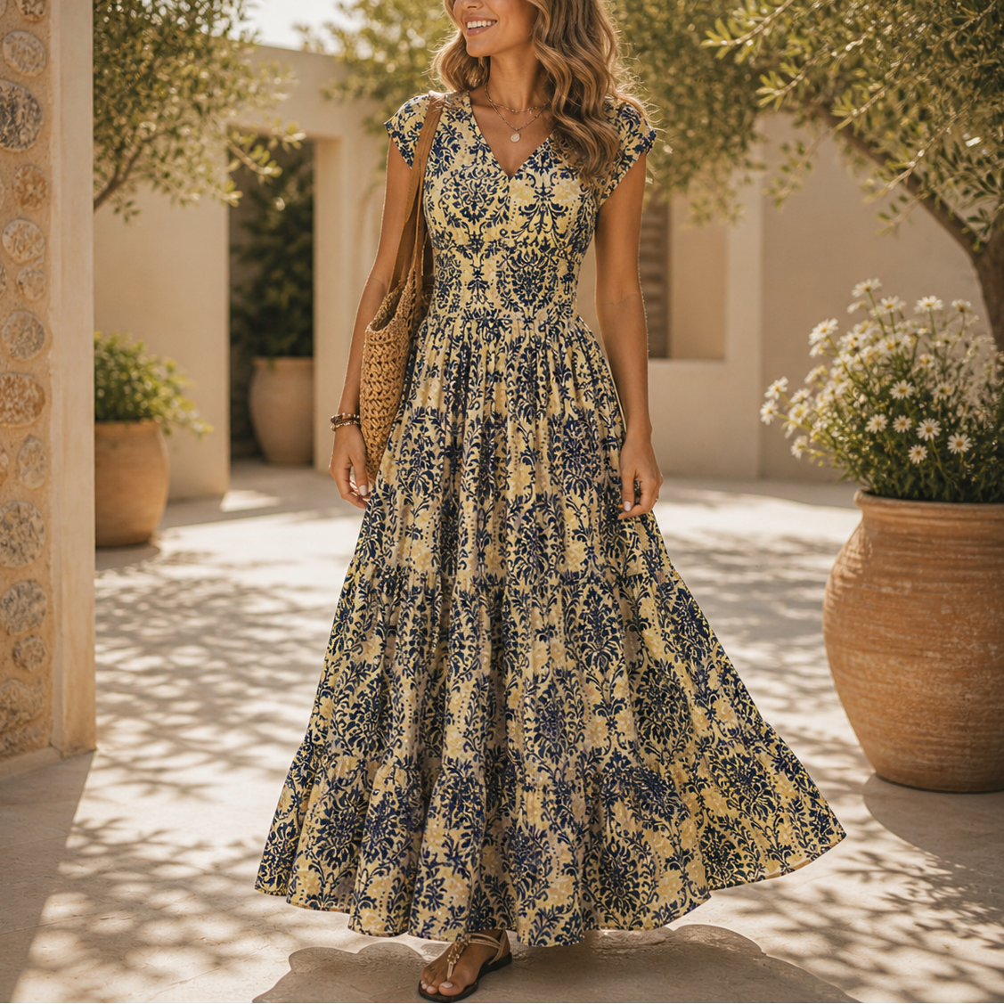 Paula – Vestido Maxi con Estampado Floral