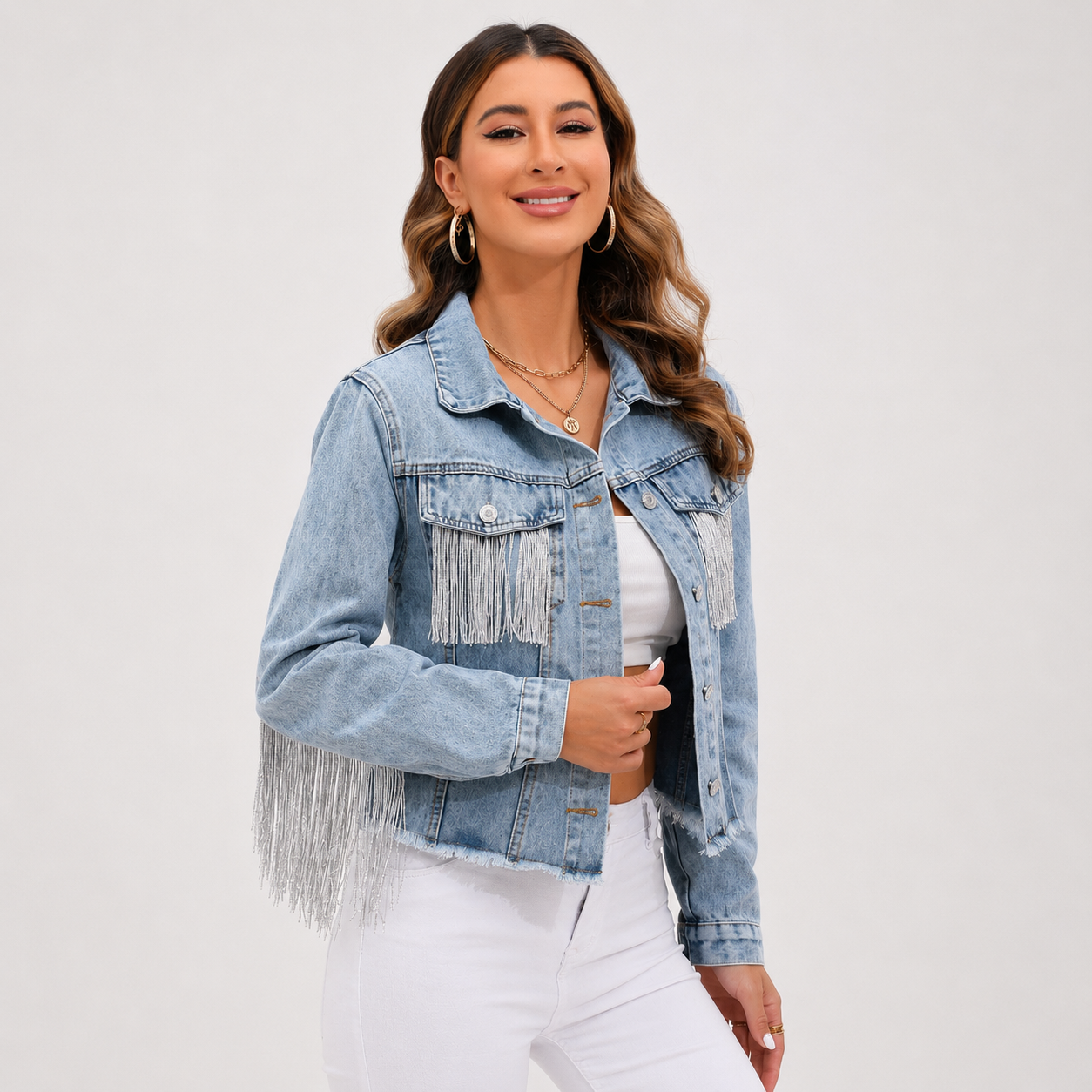 Lovia - Denim Jacket met Franje