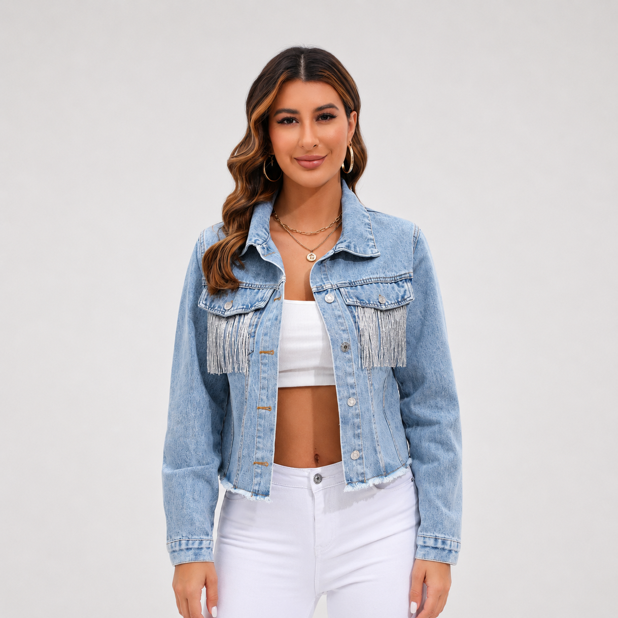 Lovia - Denim Jacket met Franje