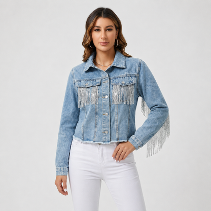 Lovia - Denim Jacket met Franje