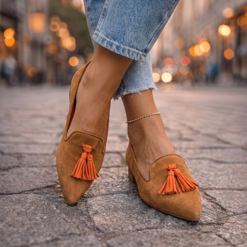 Livia - Bailarinas, marrón y naranja