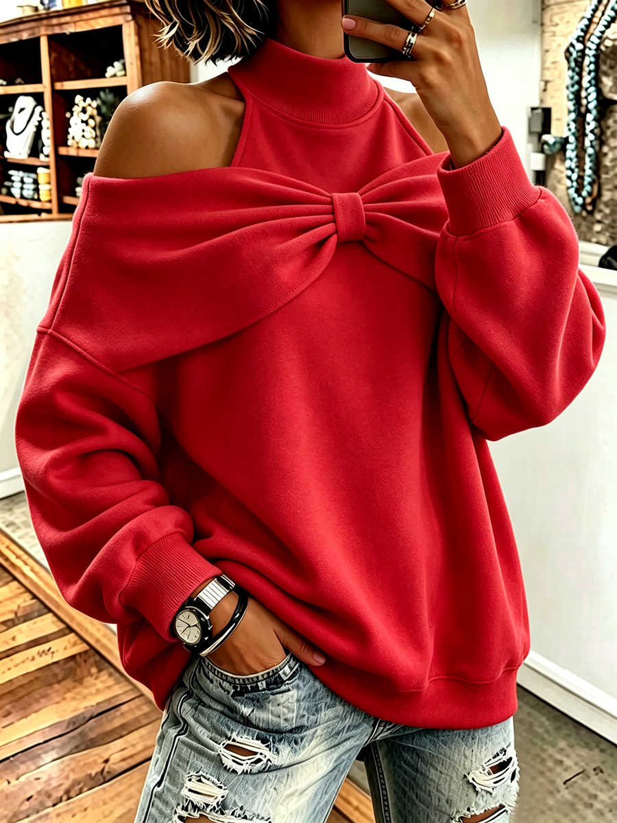 Sofía - Sudadera Oversize Cuello Alto Lazo, vista frontal