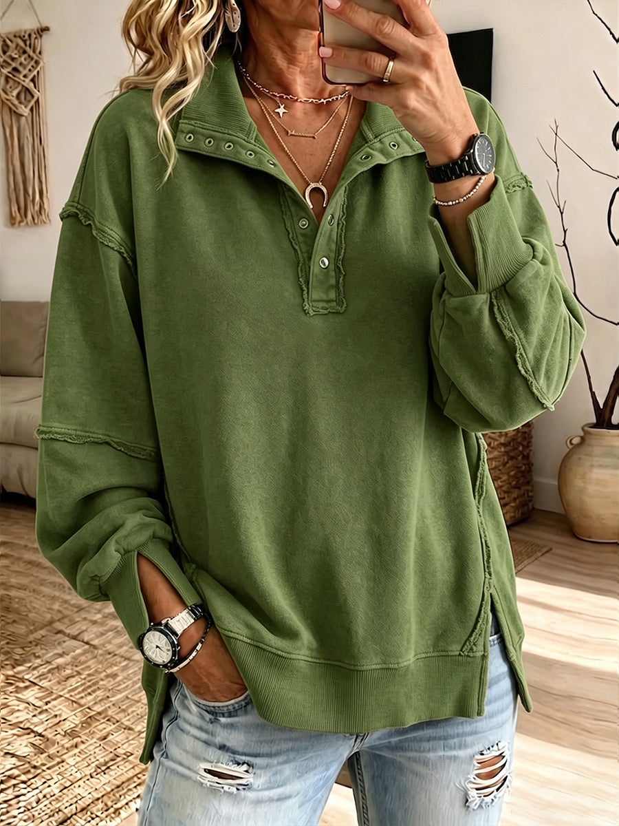 Elena - Sudadera Henley Oversize, vista frontal