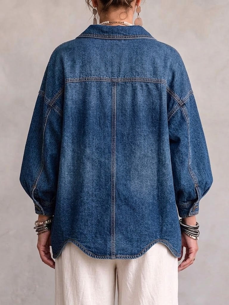 Carmen - Chaqueta Vaquera Oversize Botones Metálicos, detalle