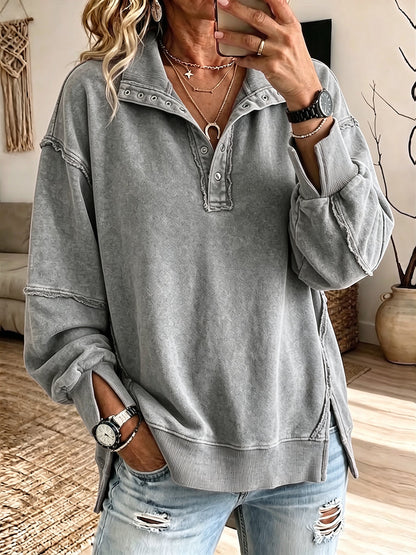 Elena - Sudadera Henley Oversize, color alternativo