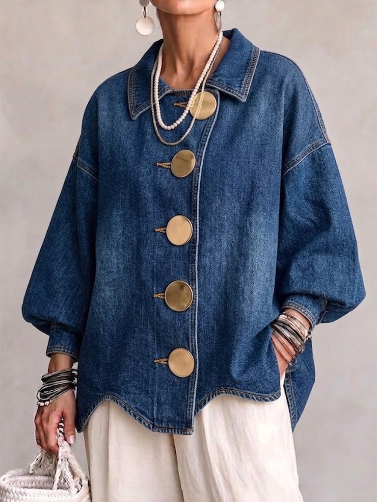 Carmen - Chaqueta Vaquera Oversize Botones Metálicos, vista frontal
